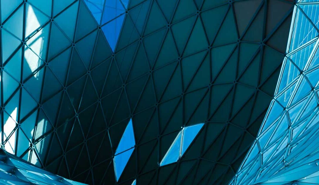 abstract blue glass structure